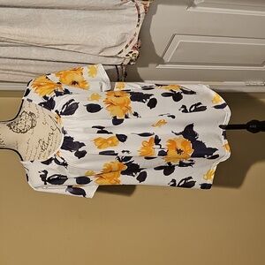 Elegant Floral Women's Blouse in Black and Orange